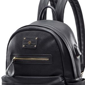 Miss Font black leather women’s backpack purse